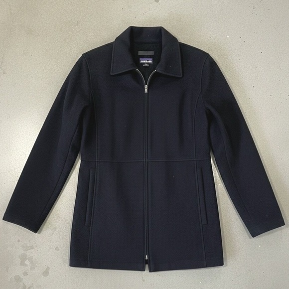 Patagonia Coat Worn Wear® Womens 6 Black Metro Wool Blend Jacket‎ 27420 Full Zip